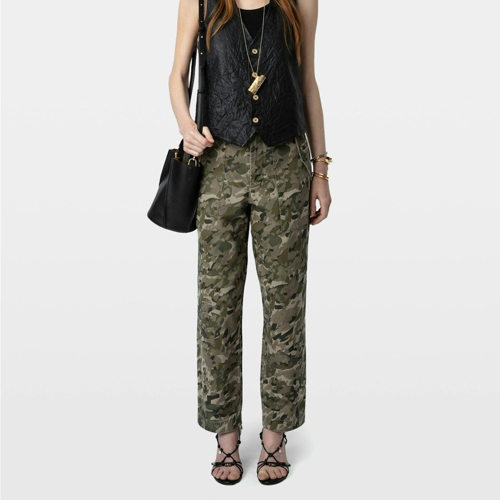 NWT Zadig & Voltaire Pilote Heart Camo Trousers FR 38 US 6